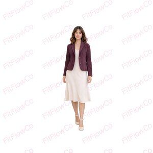 XXI Suede-Like Blazer Wine Plum Tailored Notched Lapel NWT Size S